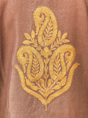 Mocha Woollen Phiran with Aari Embroidery