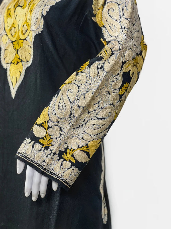 Woollen Phiran with Aari And Zari Embroidery