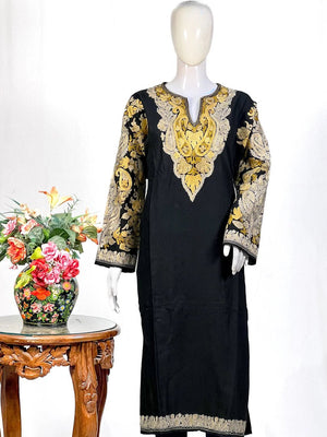 Black Phiran With Aari And Tilla Embroidery