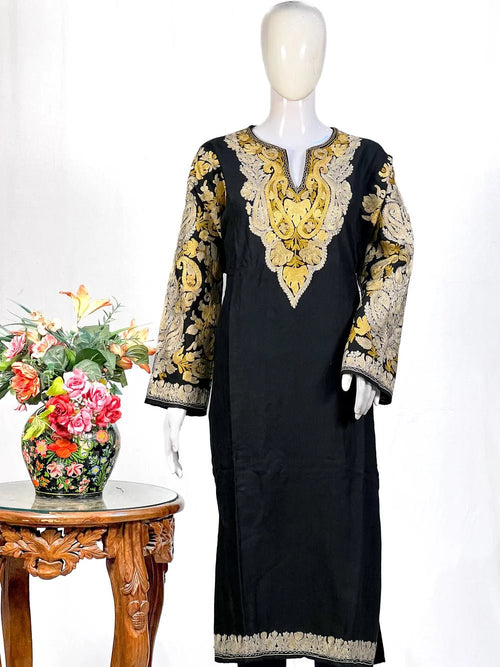 Black Phiran With Aari And Tilla Embroidery