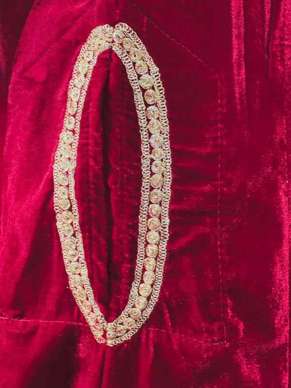 Red Velvet Phiran with Tilla Embroidery