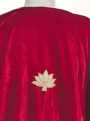 Red Velvet Phiran with Tilla Embroidery