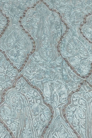 Kashmiri Self Jamawar Paisley Embroidery Running Fabric