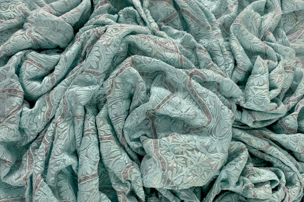 Kashmiri Self Jamawar Paisley Embroidery Running Fabric