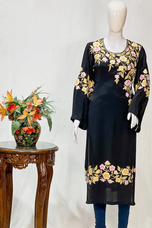Black Kurti with Kashmiri Aari Embroidery