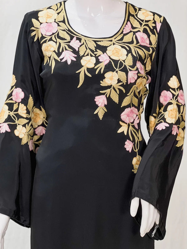 Black Kurti with Kashmiri Aari Embroidery