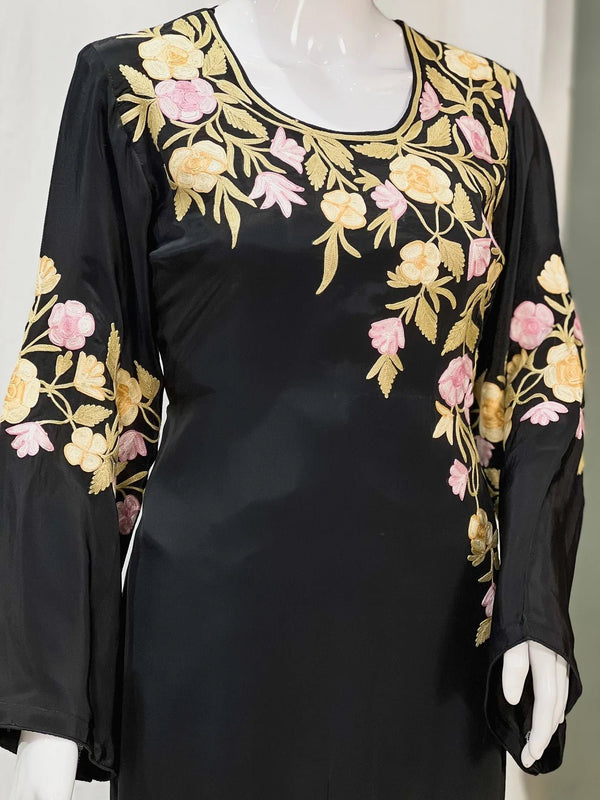 Black Kurti with Kashmiri Aari Embroidery
