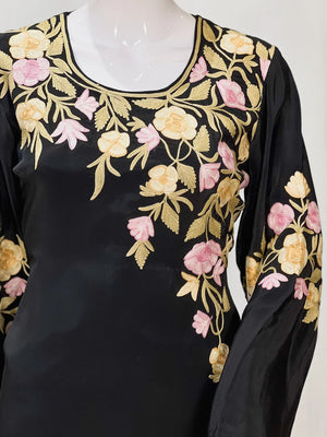 Black Kurti with Kashmiri Aari Embroidery
