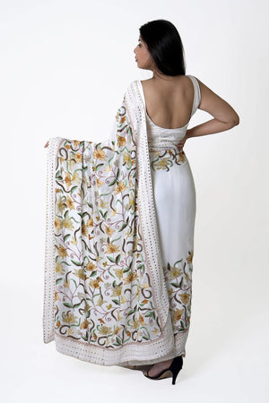 Mukaish Work Border Georgette Saree