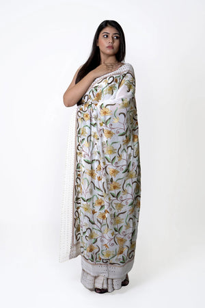 Mukaish Work Border Georgette Saree