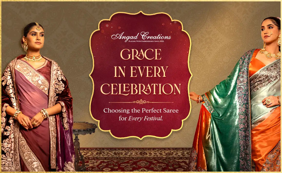 luxury kashmiri saree for women with traditional embroidery by Angad Creations