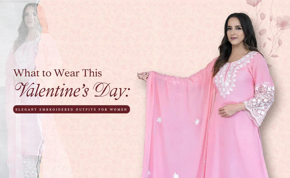 Luxury Kashmiri embroidered Valentine’s Day outfit for women by Angad Creations
