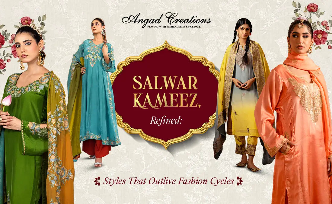 Buy salwar kameez suits for women – elegant embroidered Indian salwar kameez set by Angad Creations