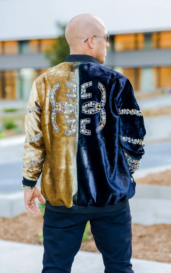 Ombré Bomber Jacket: Black & Gold
