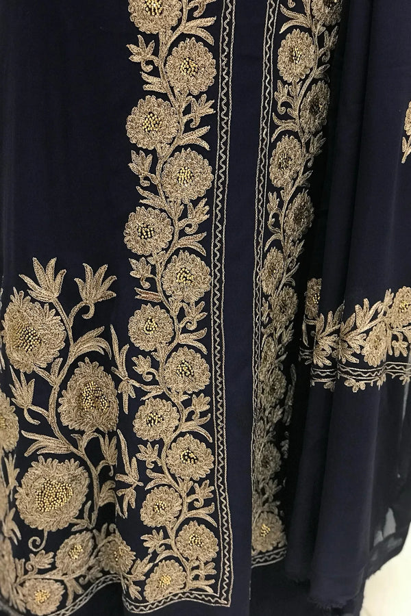 Achkan Style Swarovski and Silk Thread Work Kashmiri Suit