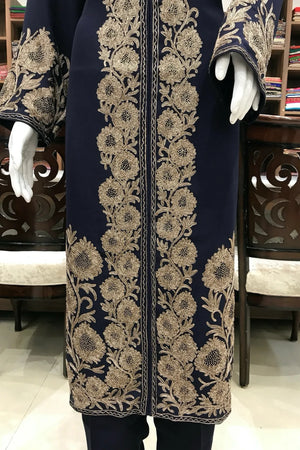 Achkan Style Swarovski and Silk Thread Work Kashmiri Suit