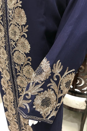 Achkan Style Swarovski and Silk Thread Work Kashmiri Suit
