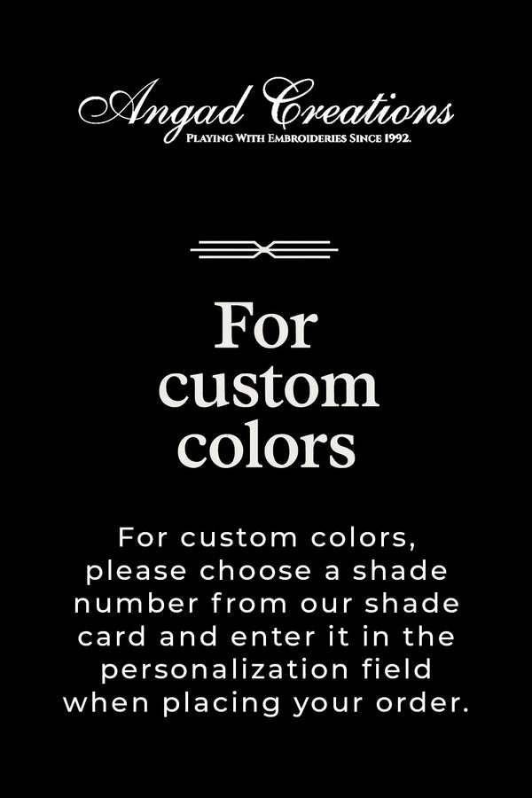 #Custom Black background with white text for Angad Creations, offering customization options.