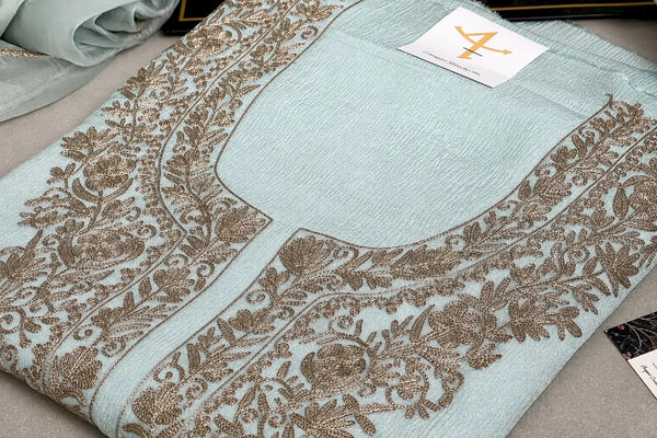 Zaira - Chinon Suit with Zari Thread Embroidery