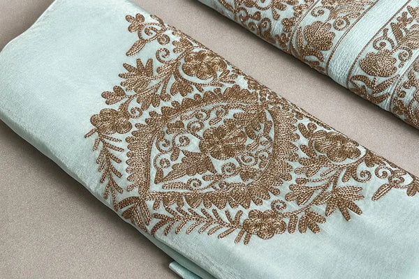 Zaira - Chinon Suit with Zari Thread Embroidery