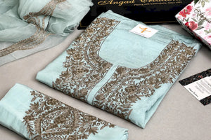 Zaira - Chinon Suit with Zari Thread Embroidery