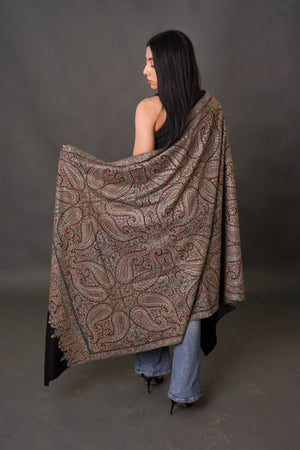 Collector’s Edition Pure Pashmina Shawl With Multi-Colour Sozni Jamawar Hand Embroidery