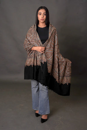 Collector’s Edition Pure Pashmina Shawl With Multi-Colour Sozni Jamawar Hand Embroidery