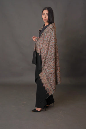 Collector’s Edition Pure Pashmina Shawl With Multi-Colour Sozni Jamawar Hand Embroidery