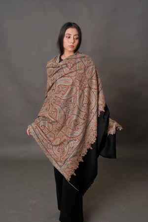 Collector’s Edition Pure Pashmina Shawl With Multi-Colour Sozni Jamawar Hand Embroidery