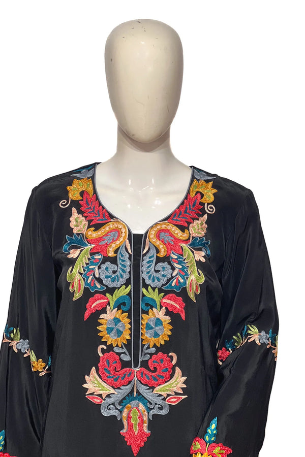 Crepe Kurta with Aari Embroidery
