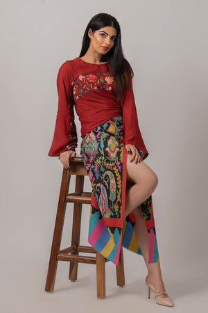 Black Hand Painted Paisley Pashmina Scarf