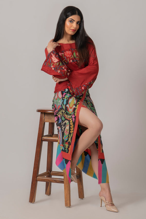 Black Hand Painted Paisley Pashmina Scarf