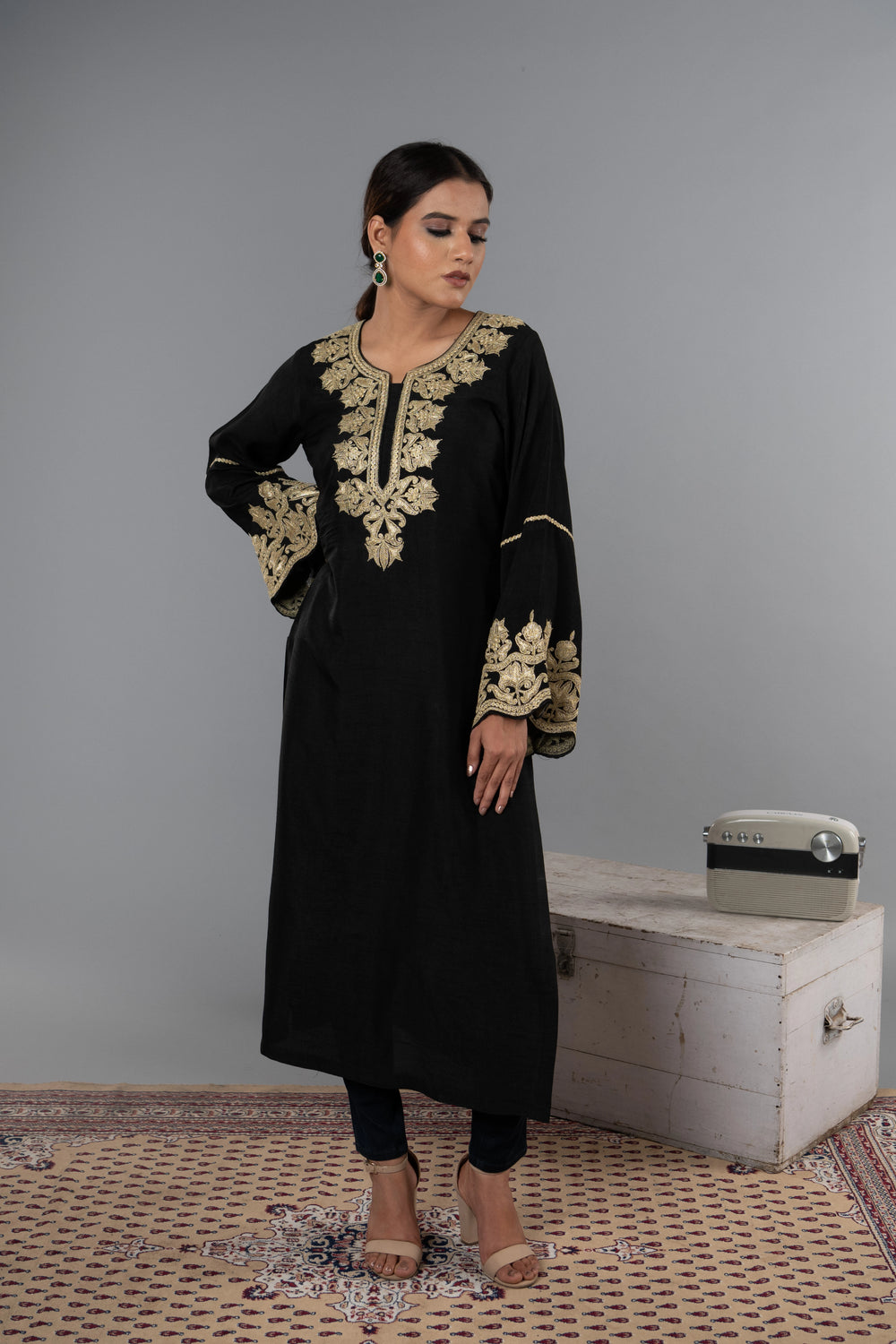 Viscose Raw Silk Kurti with Tilla Work