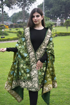 #Green Green Ombre Velvet Cape with Aari