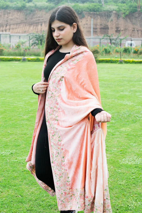 Gloss Velvet Ombre Cape with Aari Work
