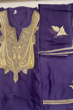 Purple Kashmiri Suit with Hand Tilla Embrodiery