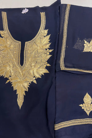 Dark Navy Kashmiri Suit with Hand Tilla Embrodiery