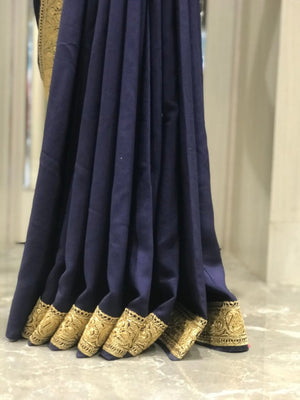 Pure Crepe Hand Tilla Embroidered Kashmiri Saree