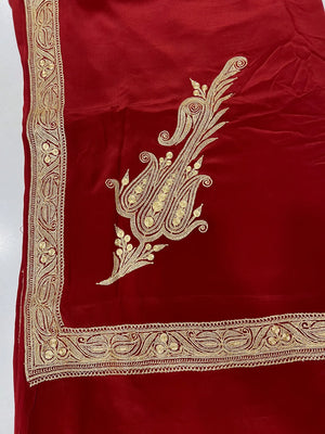 Pure Crepe Hand Tilla Embroidered Kashmiri Saree