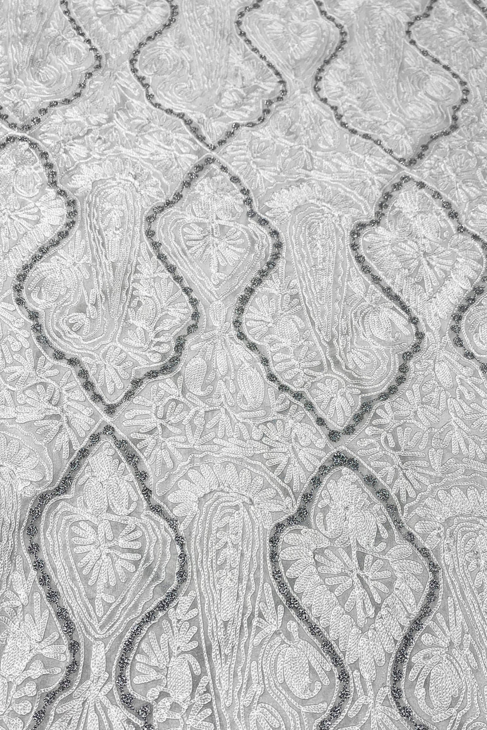 Kashmiri Self Jamawar Paisley Embroidery Running Fabric