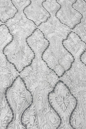 Kashmiri Self Jamawar Paisley Embroidery Running Fabric