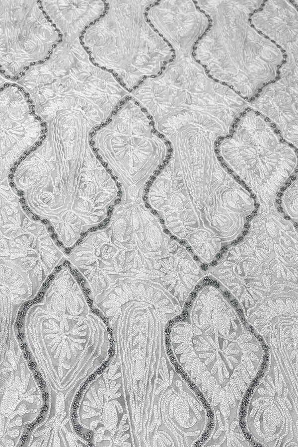 Kashmiri Self Jamawar Paisley Embroidery Running Fabric