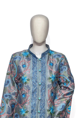 Grey Jacket with Multi-Color Emboridery