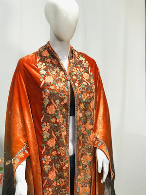 Gloss Velvet Ombre Cape with Aari Work