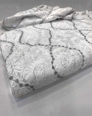 Kashmiri Self Jamawar Paisley Embroidery Running Fabric