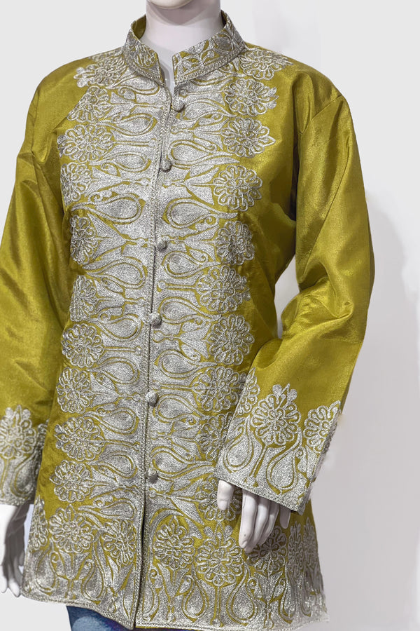 Short Tissue Jacket with Tilla Embroidery
