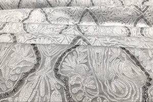 Kashmiri Self Jamawar Paisley Embroidery Running Fabric