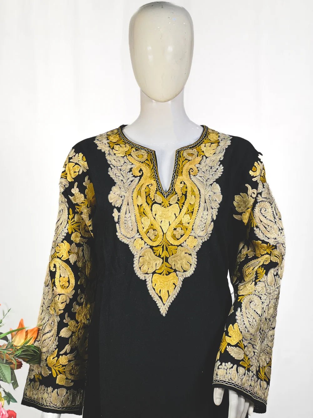 Black Phiran With Aari And Tilla Embroidery