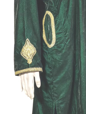 Bottle Green Velvet Phiran with Tilla Embroidery