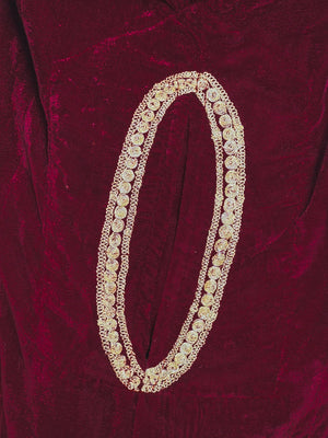 Maroon Velvet Phiran with Tilla Embroidery